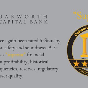 Oakworth Capital Bank's superior 5-star ranking